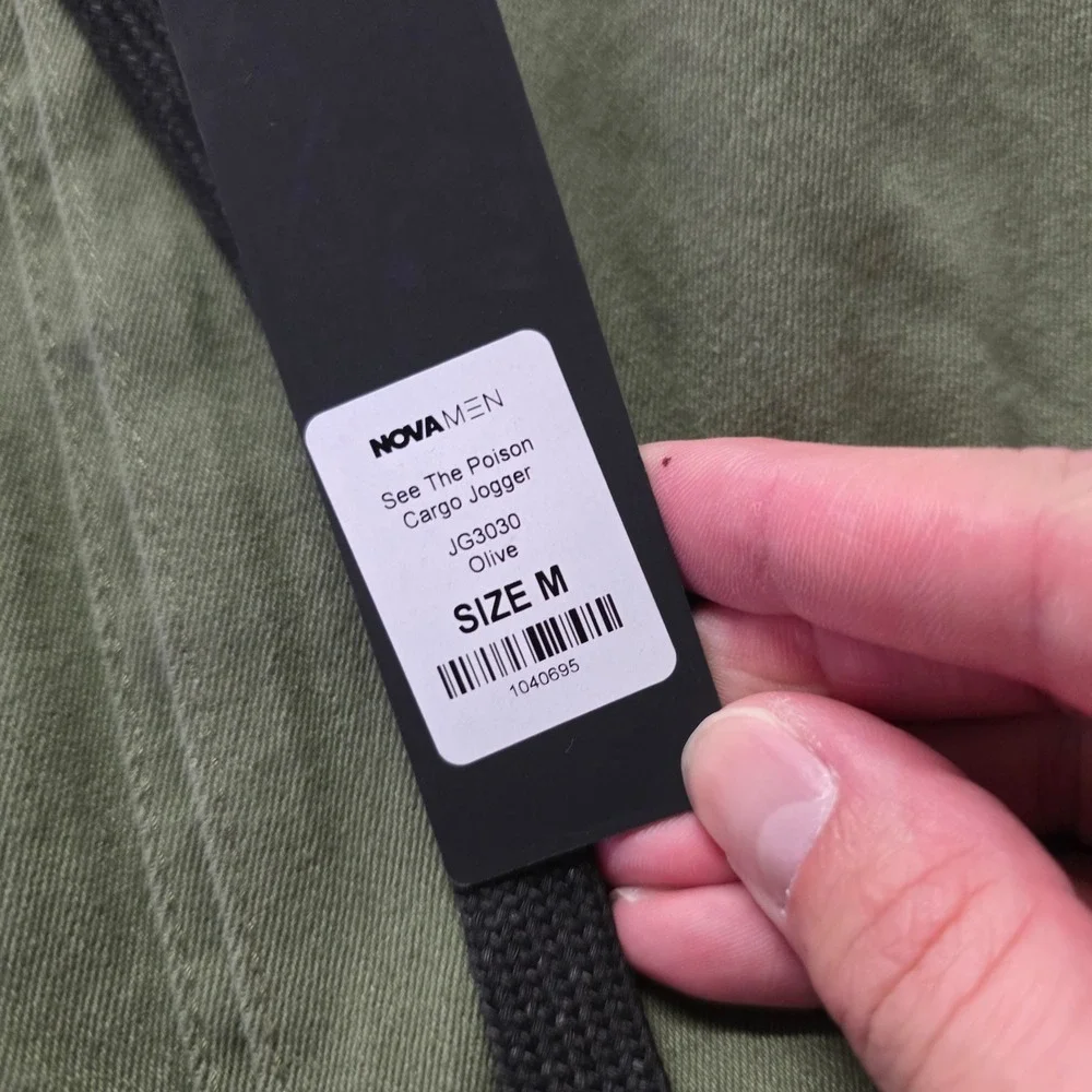 Fashion Nova Men Size M See The Poison Cargo Jogger Olive Green Straps JG3030